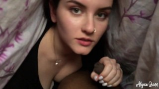 Green Eyed Teen Alyssa Sucks Under Blanket For Perfect Morning Blowjob-IMWF
