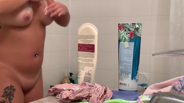 Sweaty Asian Teen Shaving Legs In The Shower After Gym –  part 2