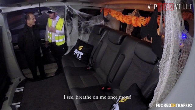 VIPSEXVAULT- Super HOT Busty MILF Fucked On Halloween In A Czech Taxi