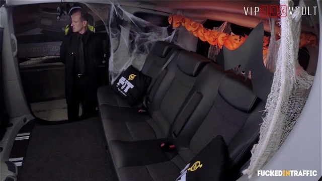 VIPSEXVAULT- Super HOT Busty MILF Fucked On Halloween In A Czech Taxi