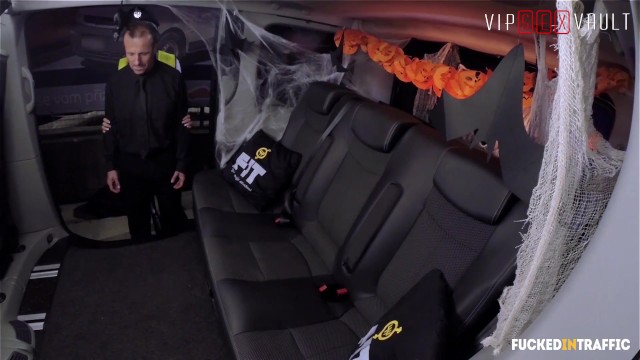 VIPSEXVAULT- Super HOT Busty MILF Fucked On Halloween In A Czech Taxi