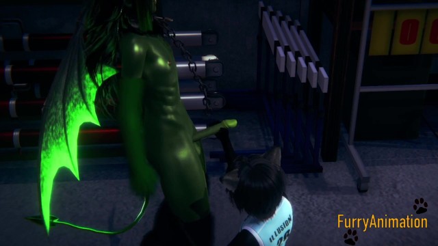 Furry Yaoi 3D – Black Cat Blowjob To Dragon