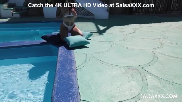 Tattooed Latina Getting Freaky By The Pool