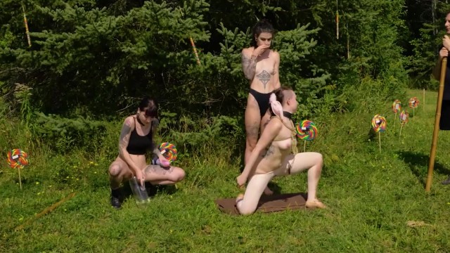 Piss Ballet — Kinky Submissive Dances Between 2 Face Fucking Doms While Showered In Piss