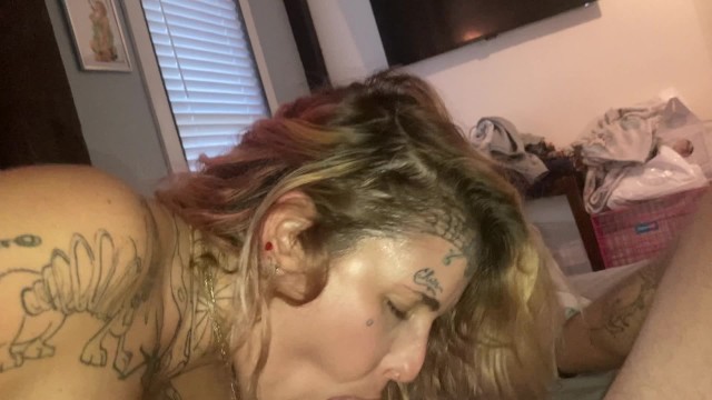 Tattoo Teen Cum In Mouth Blowjob – Keeps Sucking And Licks Up The Cum!!!