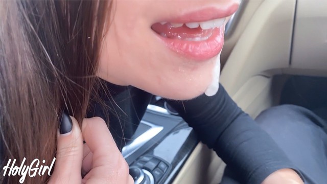 Horny Girl Driver Swallows Random Guy’s Cock In Car.