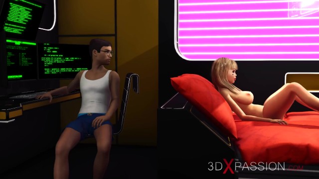 3d Dickgirl Android Plays With A Sexy Young Blonde In The Sci-fi Bedroom
