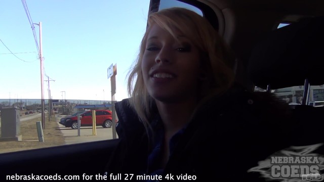 Skinny Blonde Driving Around Getting Naked In Public