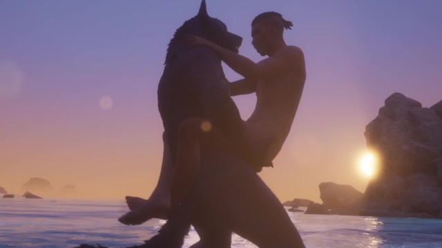 Gay Wolf & Man Make Love By The Beach / Wild Life Furries