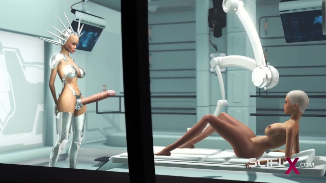 Sex Android Futanari Plays With A Sexy Blonde In The Sci-fi Med Bay