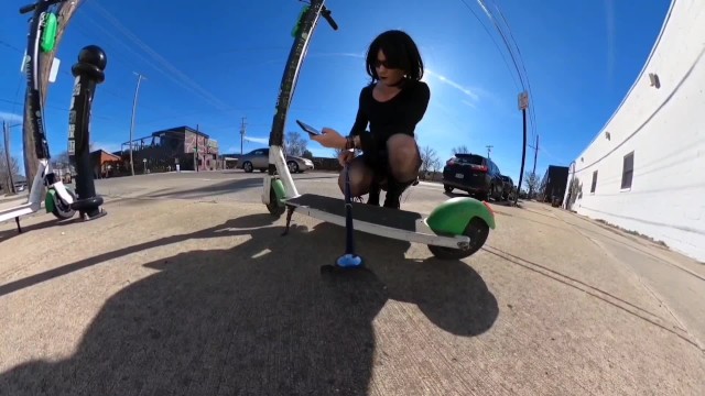 Short Skirt On A Scooter