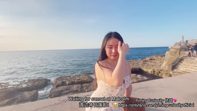 YimingCuriosity依鸣 – Havana Sunset Sex Vlog / Asian Chinese Slut Rough Blowjob And Doggy On Balcony!