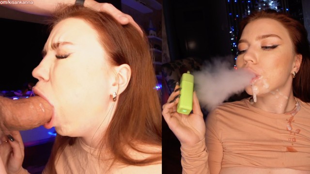 She Smokes And SUCKS My Dick! And Then I COVER Her FACE With SPERM! JUST LOOK How Happy She Is!