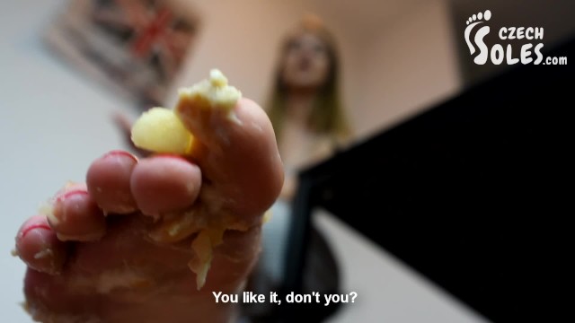 Food Crushing With Her Sexy Long Toes (POV Foot Worship, Bare Feet, Long Toes, Czech Feet, Soles)